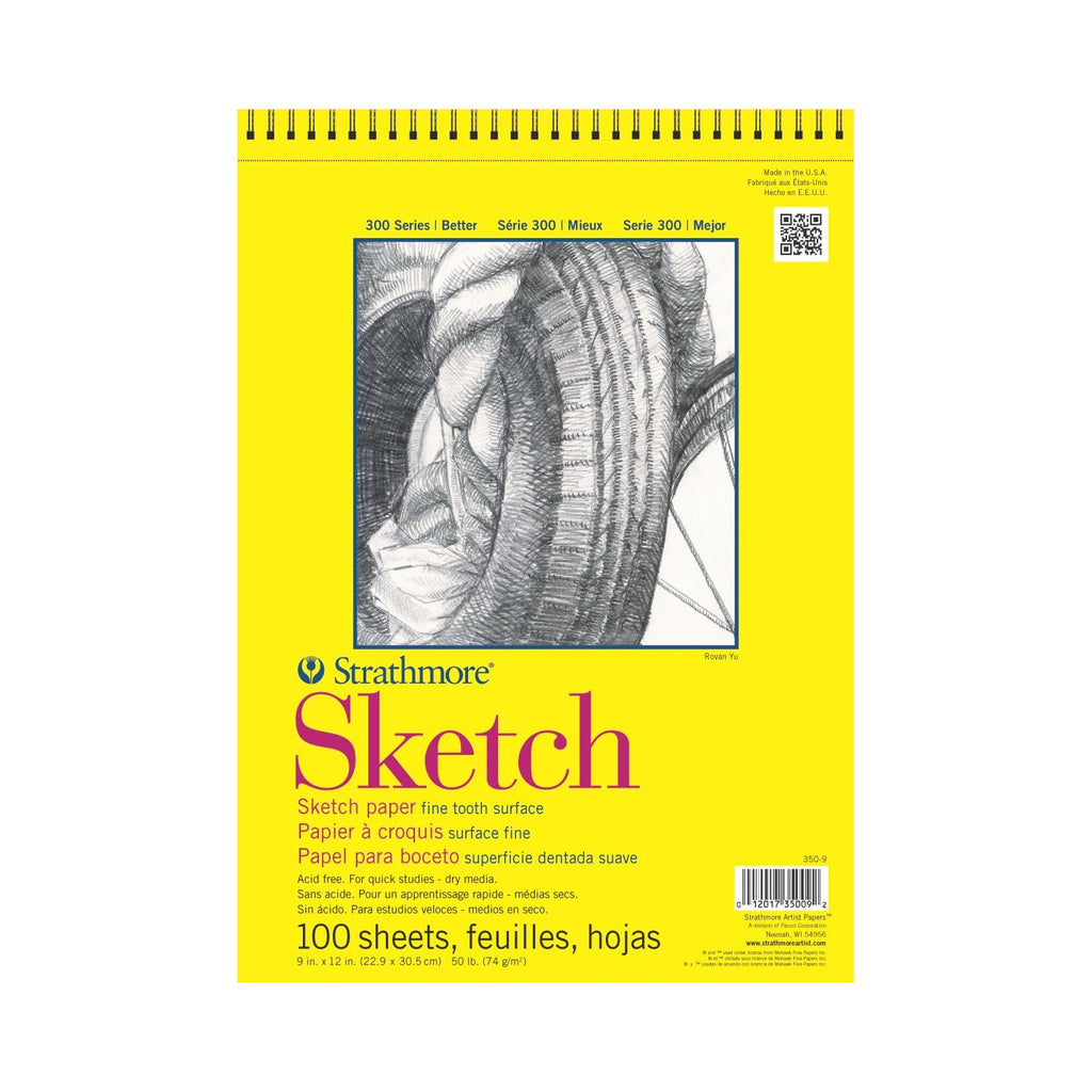 Strathmore 300 Series Wire Bound Sketch Pad, 50 lb. Paper, 9 X 12 inches, 100 Sheets (350-9)
