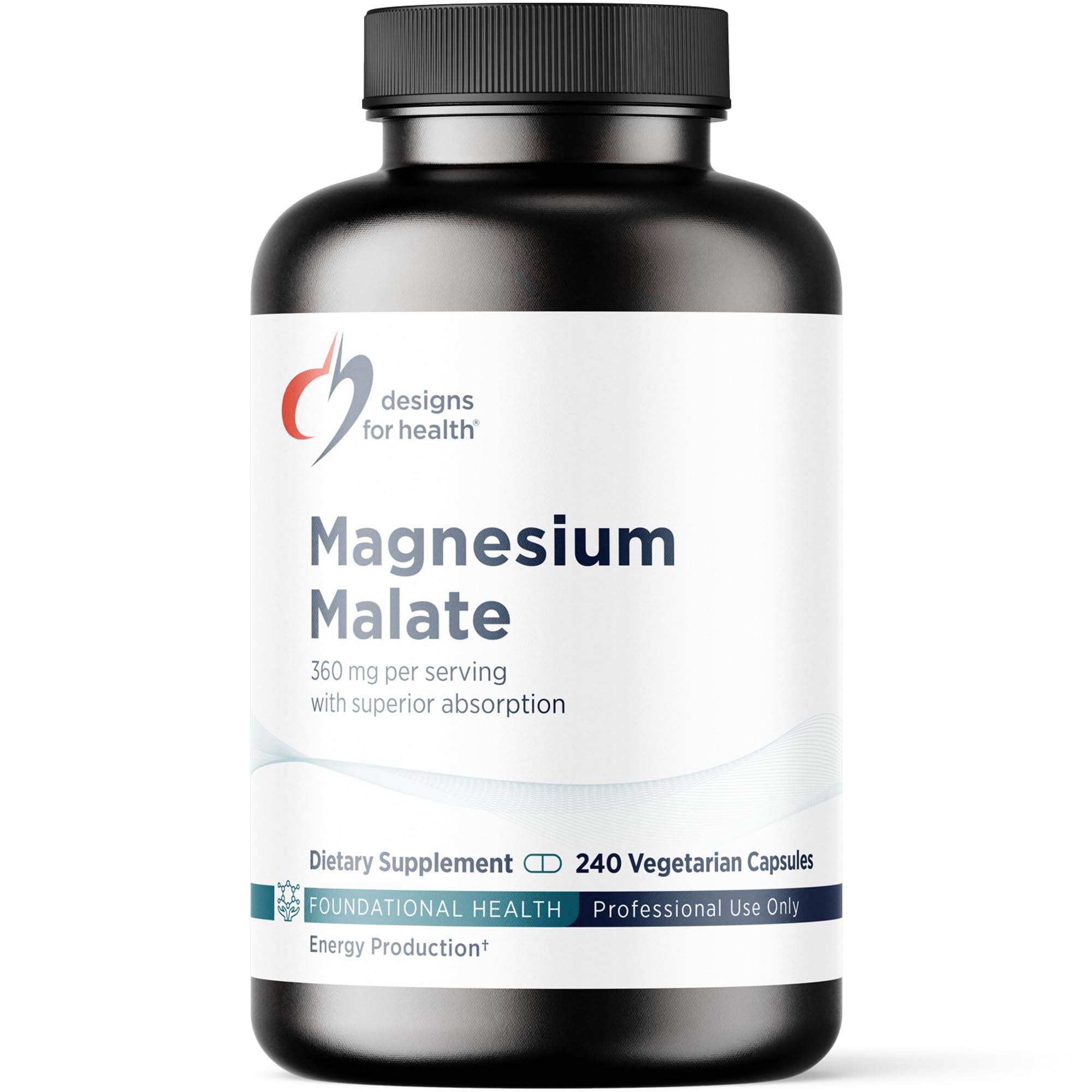 Designs for Health Magnesium Malate - Chelated Magnesium as Di Magnesium Malate - Highly Bioavailable Form to Support Energy, Bone Health + Muscle Recovery (240 Magnesium Malate Capsules)