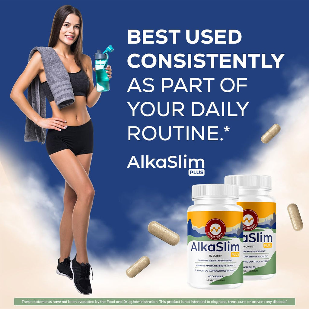Alka Slim Plus Capsules - Official AlkaSlim Plus Advanced Formula with All Natural Ingredients, Premium Pills Maximum Strength for Wellness & Overall Health Support, 60 Capsules for 1 Month