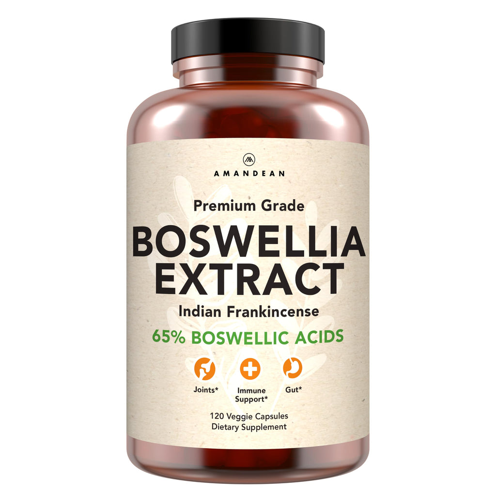 AMANDEAN Boswellia Serrata Extract Capsules 65%, Frankincense, 500mg, 120ct