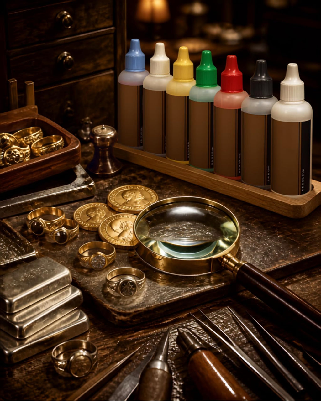 Gold, Silver Testing Kit, 10k, 14K, 18K, 22K, Silver, Platinum Solutions