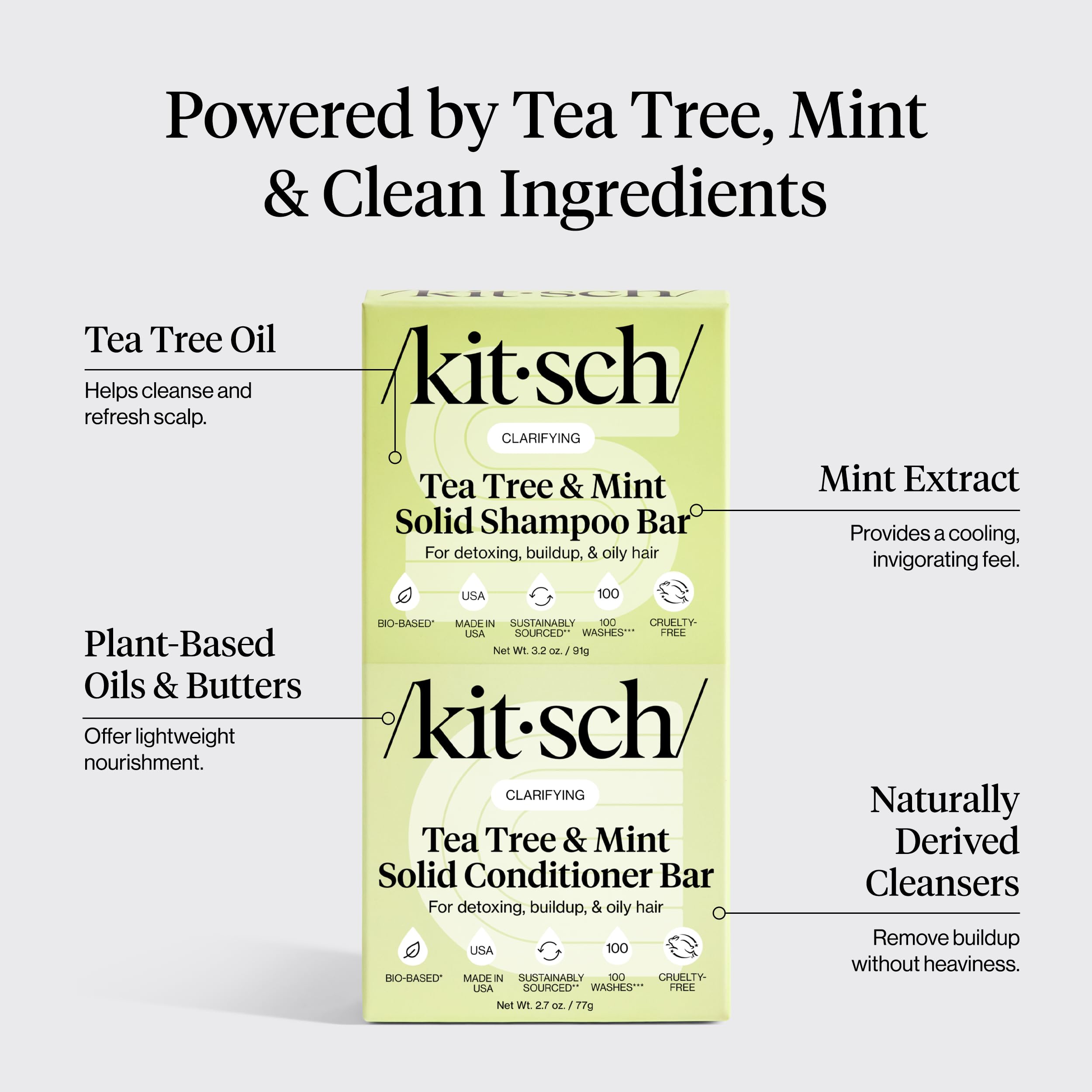 Buy now Kitsch Clarifying Tea Tree Shampoo and Conditioner Set â€“ Shampoo & Conditioner Bar for Women and Men, Scalp & Oil Control Hair Care â€“ Free of Paraben, Sulfate & Silicone â€“ Made in USA - 2 pcs at indiglob india