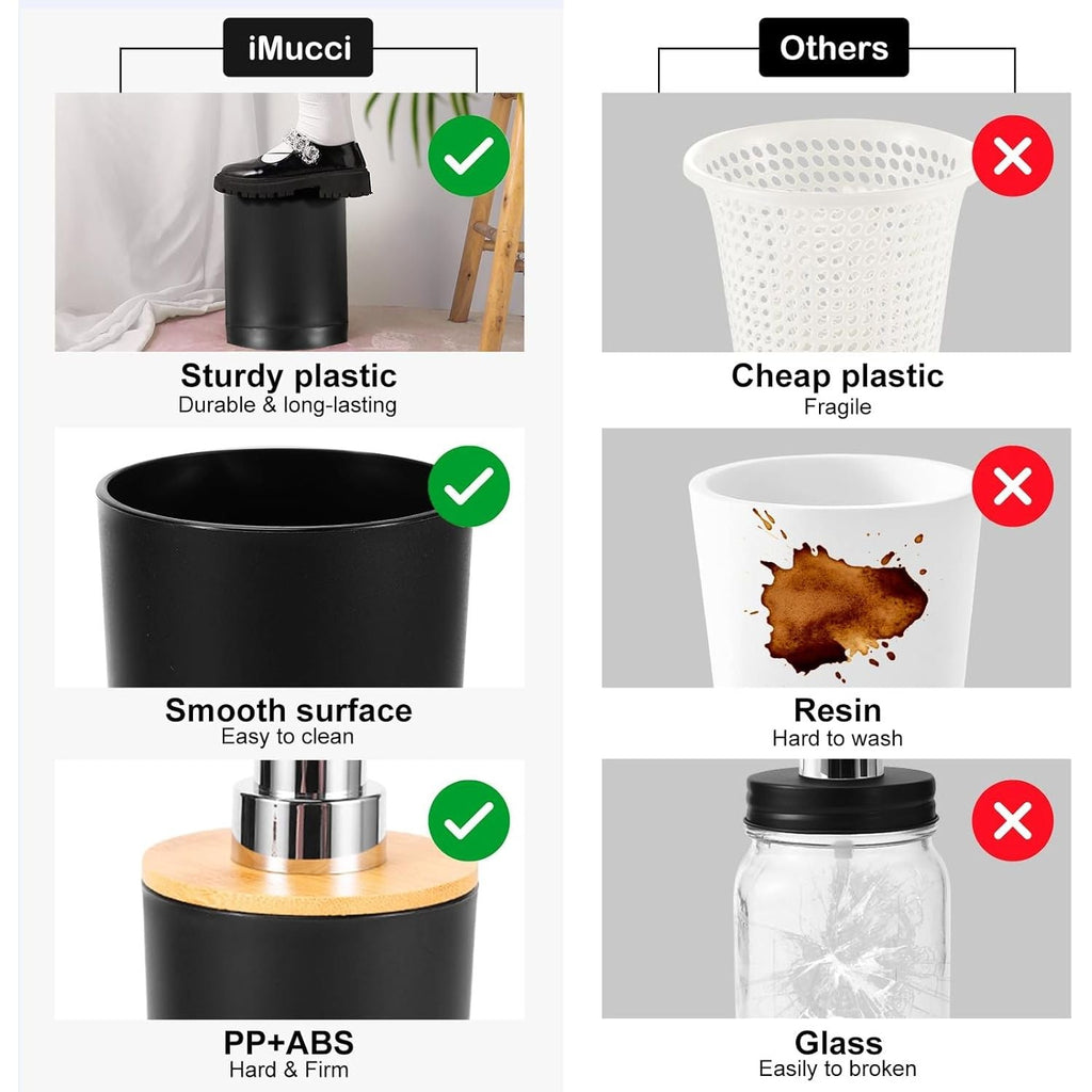 Buy now iMucci 9Pcs Black Bathroom Accessories Set with Trash Can Bathroom Set Black Bathroom Accessories Bathroom Decor at indiglob india
