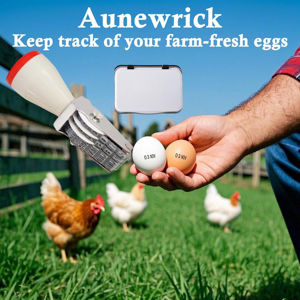 Egg Date Stamp Kit with Ink Pad, Month and Day Stamper for Farm Fresh Eggs Chicken Duck Turkey Goose Poultry Eggs