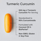 Sports Research® Turmeric Curcumin w/Coconut Oil & BioPerine® - 120 Count | Made with Curcumin C3 Complex® 500mg | Standardized to 95% Active Curcuminoids | Non-GMO, Gluten-Free - 120 Softgels