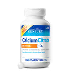 21st Century Calcium Citrate + D3 Petites, Easy to Swallow, 200 Count | Highly Absorbable Calcium Citrate with Vitamin D3, Compare VS. Citracal® +D3 Petites, Bone Strength & Density Support