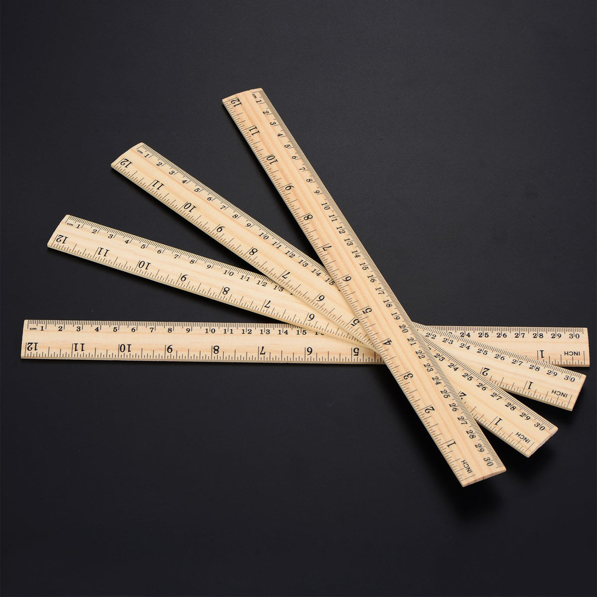 12 Pack 12 Inch/30 cm Wood Rulers Dual Scale Student School Ruler