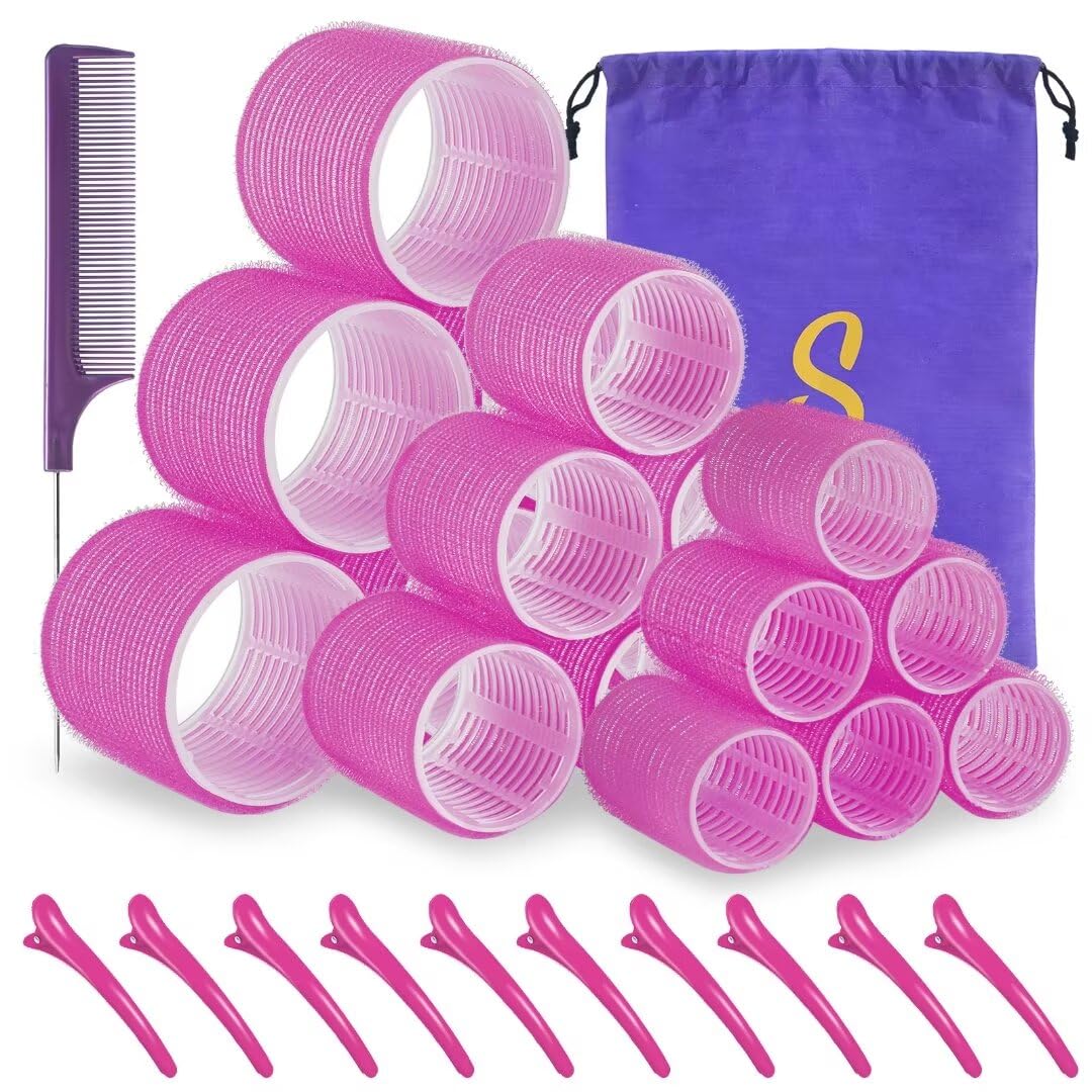 Buy now Self grip hair roller set,Hair roller set 18 pcs,Hair rollers with hair roller clips and comb,Salon hairdressing curlers,DIY Hair Styles, Sungenol 3 Sizes Hair Rollers in 1 setâ€¦ 1 Count (Pack of 18) Rose red 18 at indiglob india