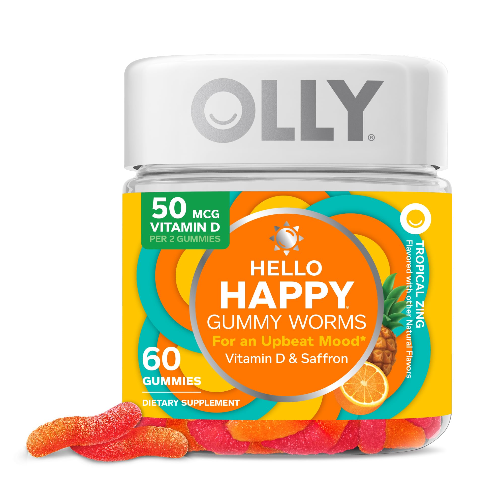 OLLY Hello Happy, Mood Support Gummies for Adults*, Vitamin D - 60 Count