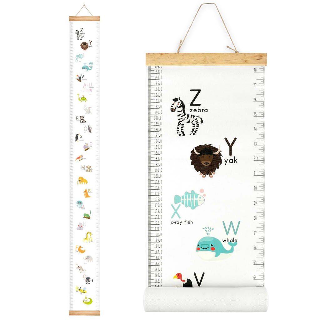 Buy now Mibote Baby Growth Height Chart Handing Ruler Wall Decor for Kids, Canvas Removable Height Growth Chart 79" x 7.9" (Black & White) Letters at indiglob india
