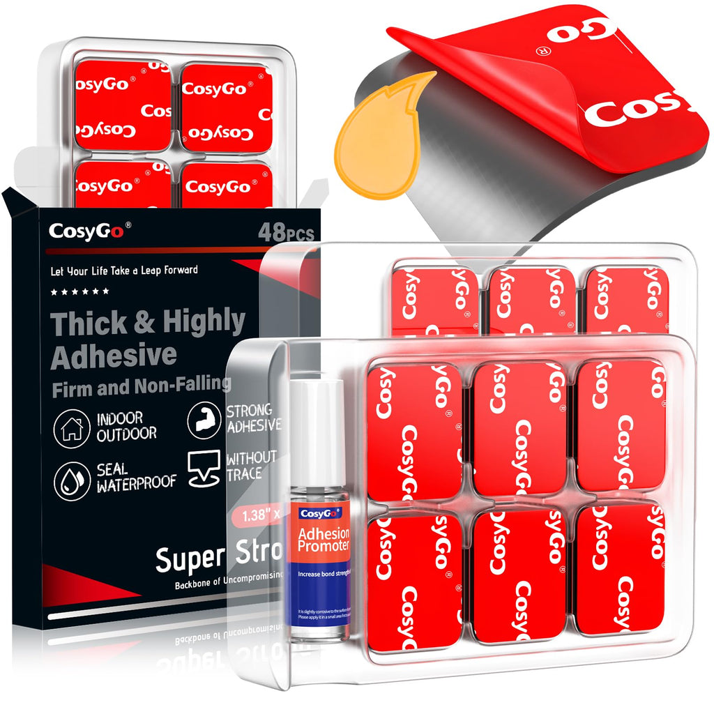 Double Sided Tape Heavy Duty, Permanent Bond Sticky Pads 1.18x1.38In