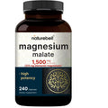 NatureBell Magnesium Malate 1,500mg, 240 Capsules | Chelated for High Absorption | Energy & Nervous System Support | Non-GMO, Gluten-Free