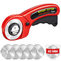 45mm Fabric Rotary Cutter with 5 Extra Blades, Ergonomic Handle