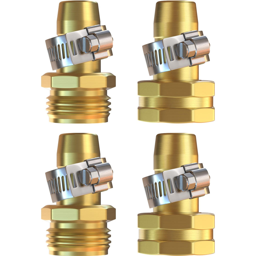 DBR Tech® Garden Hose Repair Kit 5/8” & 3/4" | Heavy Duty Leak-Proof Metal Hose Mender & Connector Set | Male & Female Fittings to Fix Water Hose Ends and Replacement, 2 Set