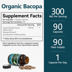 Organic Bacopa Monnieri Supplement 300 mg, Standardized to ≥55% Bacosides