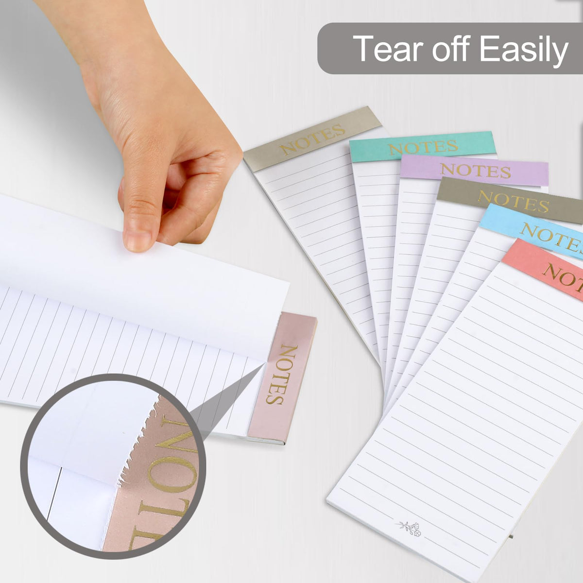 Utron 7 Pack Magnetic Notepads for Refrigerator, Morandi Color Magnetic Grocery List Pad for Fridge, Full Magnet Back Shopping Lists, 30 Sheets Per Note Pads