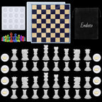 Buy now Endoto Chess Set with Checkers Board Silicone Resin Mold, 16 Pieces Full Size 3D Chess Crystal Epoxy Casting Molds for DIY Art Crafts Making, Family Party Board Games and Home Decoration at indiglob india