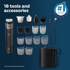 Buy now Philips Norelco Multigroom 5000 Series, All-in-One Trimmer and Hair Clipper, 18-Piece Men's Grooming Kit for Beard, Face, Hair, Body and Intimate Areas, No Blade Oil Needed, Model MG5910/49 at indiglob india