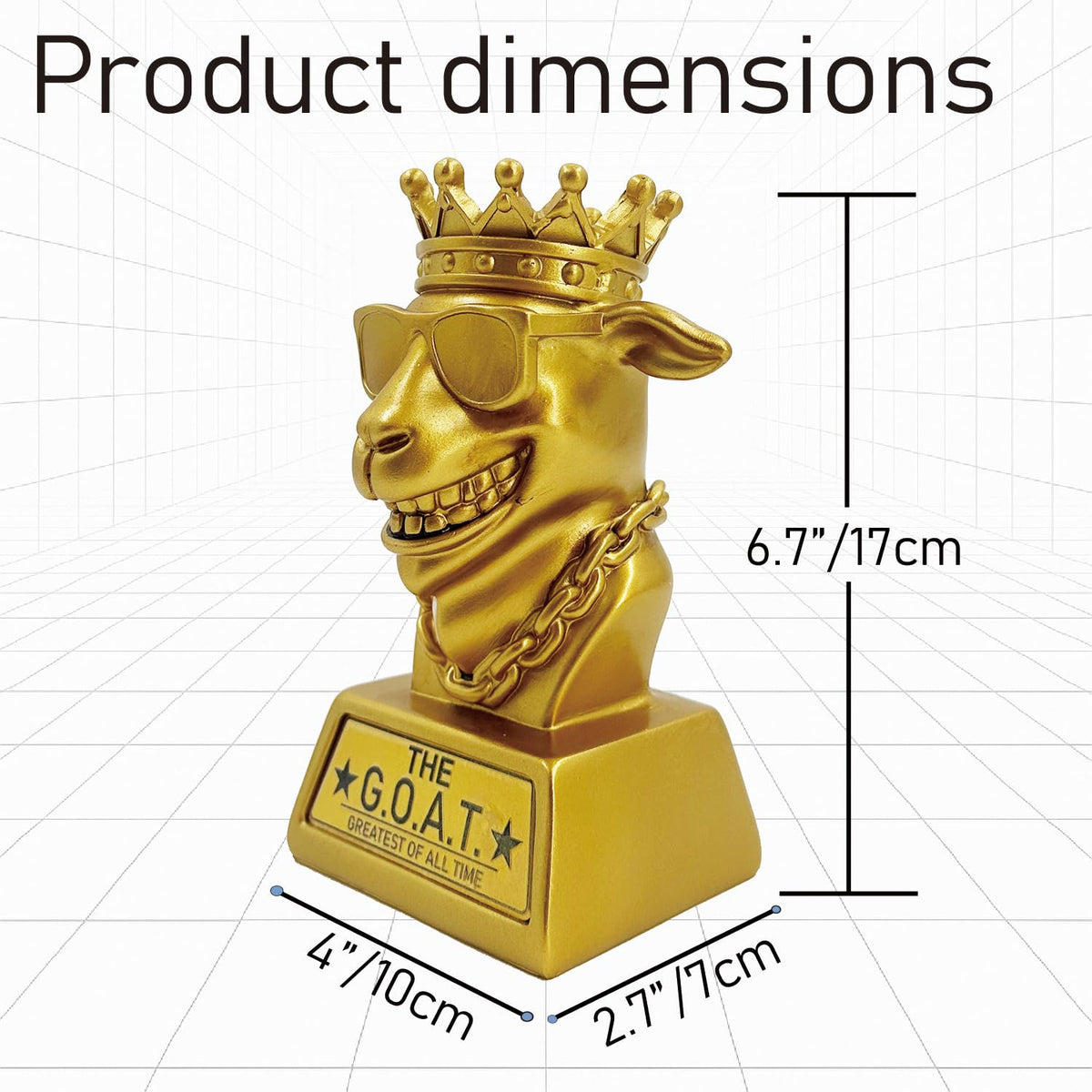 Goat Trophy Winner Award – 7 Inch Funny Greatest of All Time Trophy for Fantasy Football Champion, Office MVP, Employee Recognition, Retirement Gift for Men, Boss, Coworker & Friends
