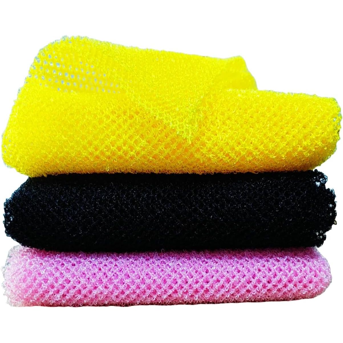 Buy now African Net Long Bathing Sponge,Net Exfoliating Back Scrubber for Body,Exfoliating Back Towel,Pack of 1 (Brown) Pink,Yellow,Black at indiglob india