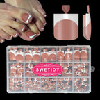 Toe Nail Press Ons, French Square Toe Tips, Press On Nails for Women | 150pcs Pre-Designed Soft Gel Thick False Toenail Extension, Berry Pink Full Cover Acrylic for DIY 15 Sizes