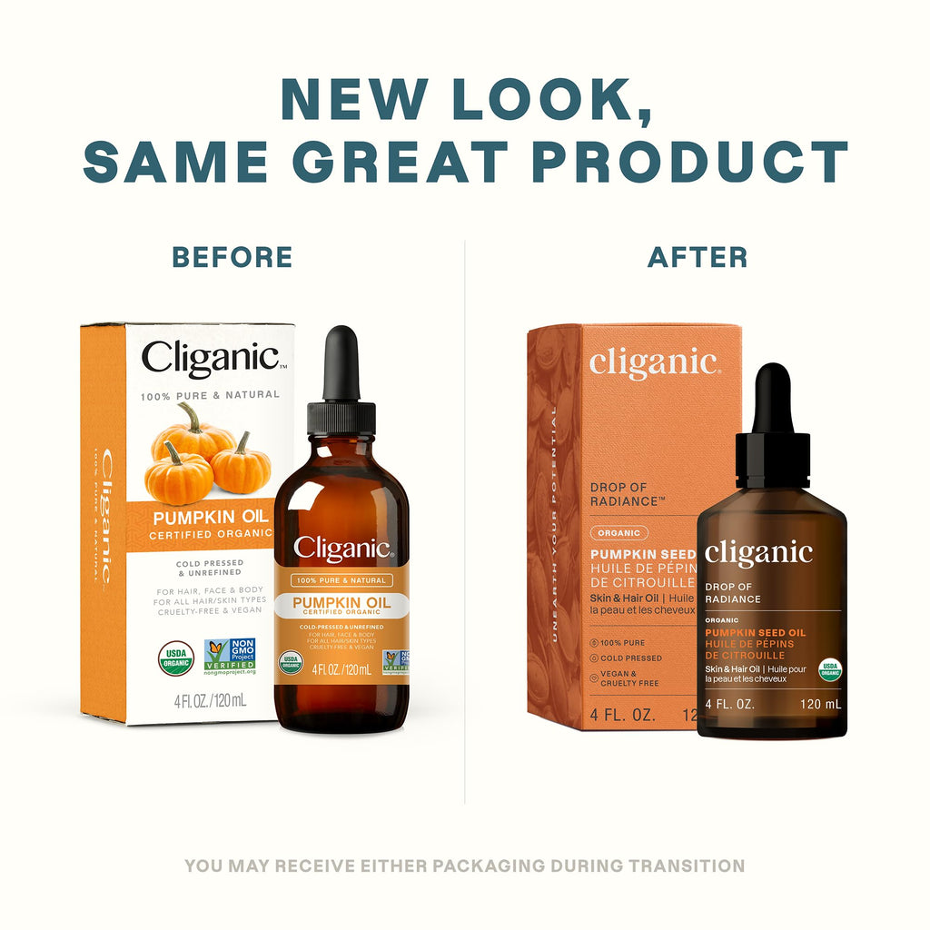 Cliganic Organic Pumpkin Seed Oil, 100% Pure - For Hair & Face | Natural Cold Pressed Unrefined (Pack of 2)