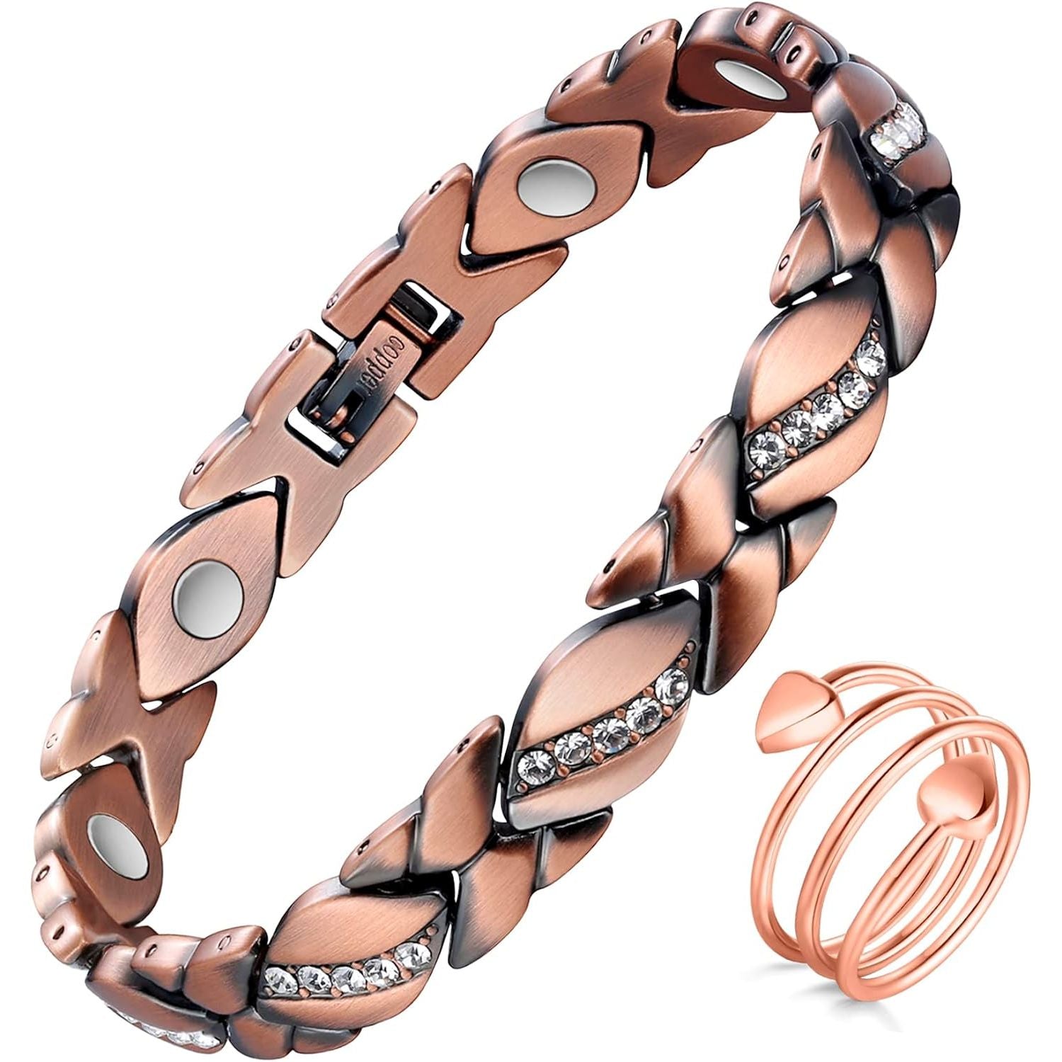 Buy now Jecanori Pure Copper Bracelets for Women,Ultra Magnetic Bracelets for Women with 3500 Gauss Magnets,Crystal Valentine's Day Jewelry Gift, Sizing Tool I-Copper Crystals at indiglob india