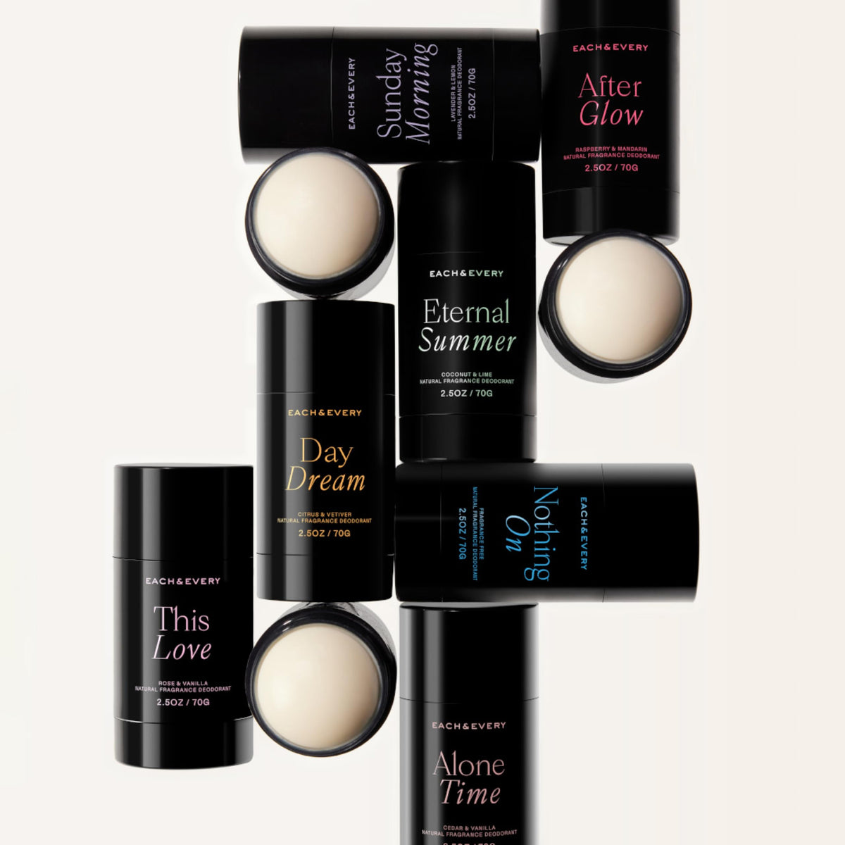 Each & Every Mini Natural Deodorant Set, EWG Verified & Vegan (4 Ct)