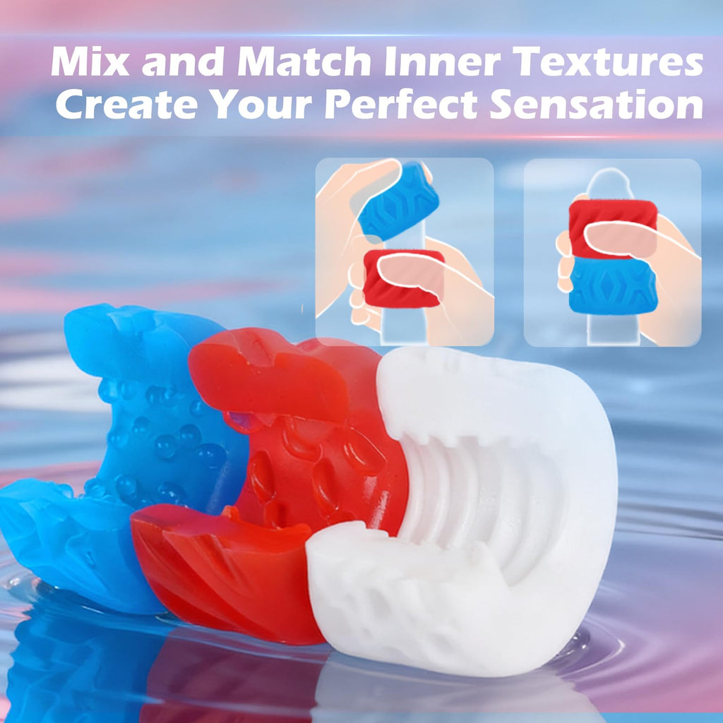Male Masturbator Adult Sex Toys for Men, 6-Texture Reversible Pocket Pussy Stroker Kit, Penis Blowjob Masturbators Pocket Pussies, Mens Jelly Realistic Egg Masturbation Sleeve, Kinky Onahole Sex Toy