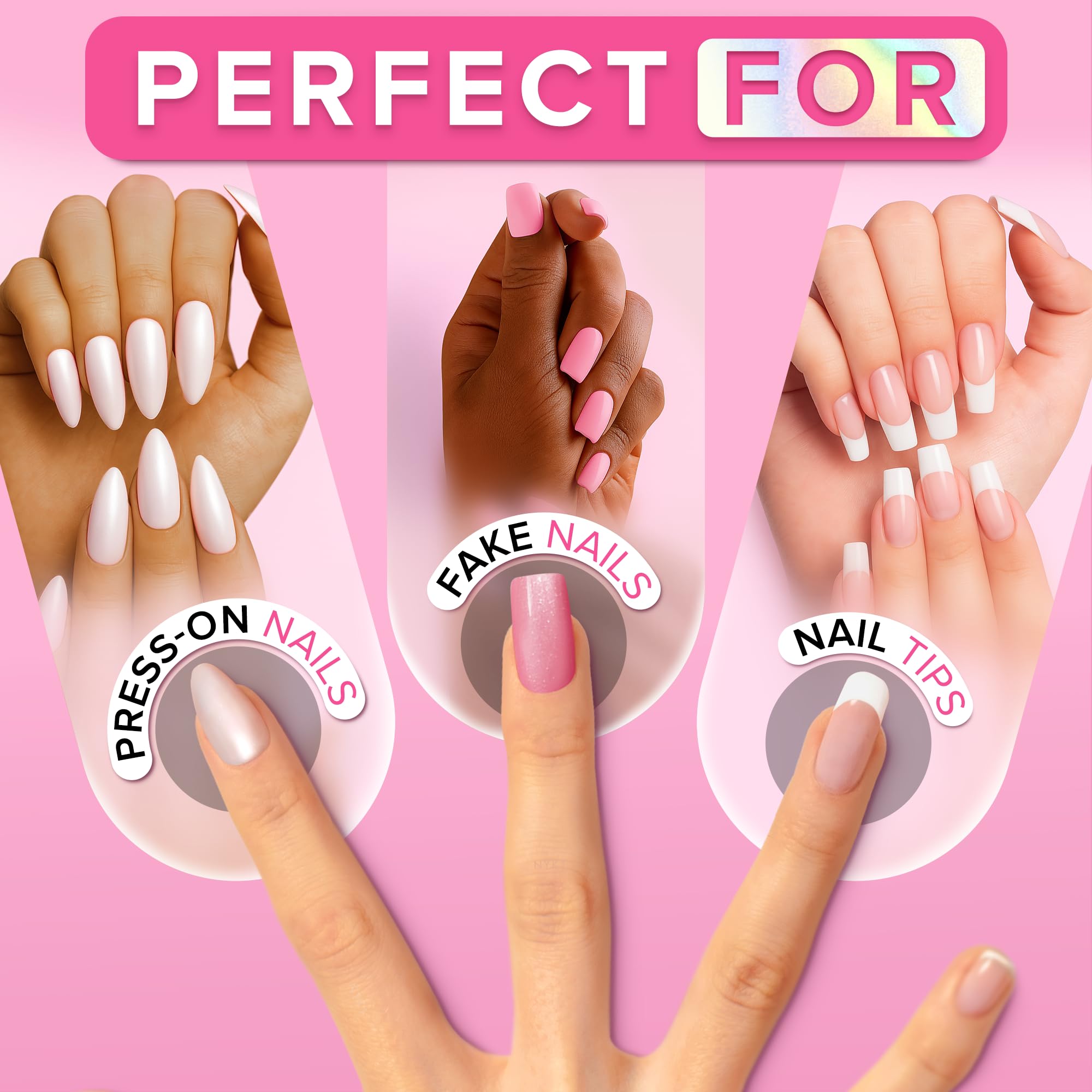 NYK1 Super Strong Nail Glue for Press On Nails, Nail Tips & Acrylics | 8ml | NailBond Brush On Nail Glue for Press Ons, Fake Nails & Acrylic Nails - Long Lasting, Max Strength, Mess-Free Application