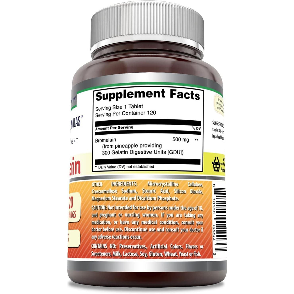 Buy now Amazing Formulas Bromelain 500 Mg (300 GDU) | Tablets Supplement | Non-GMO | Gluten-Free | Made in USA (1 Pack | 120 Count) at indiglob india