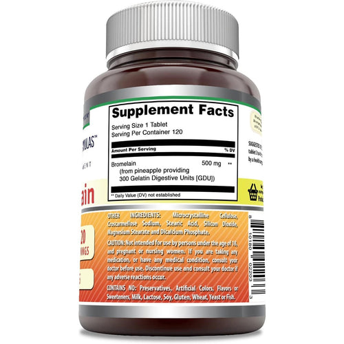 Buy now Amazing Formulas Bromelain 500 Mg (300 GDU) | Tablets Supplement | Non-GMO | Gluten-Free | Made in USA (1 Pack | 120 Count) at indiglob india