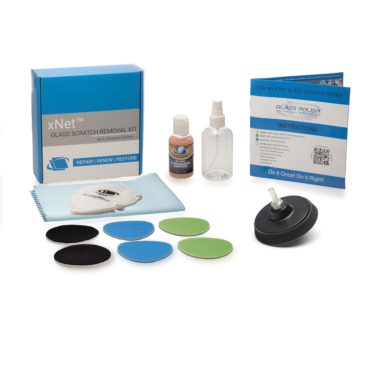 Buy now Glass Polish (3'') Glass Scratch Removal Kit for use with a Drill on All Glass Surfaces - GP28003 Default at indiglob india