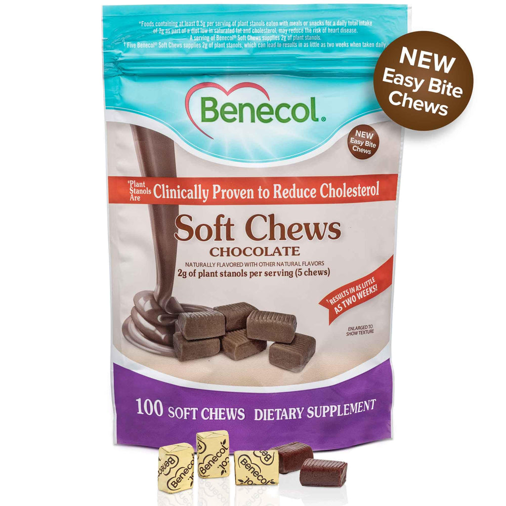 Benecol® Soft Chews – New Easy Bite Chew – with Plant Stanols Clinically Proven to Help Lower Cholesterol – Chocolate Flavor – 100 Count Pouch