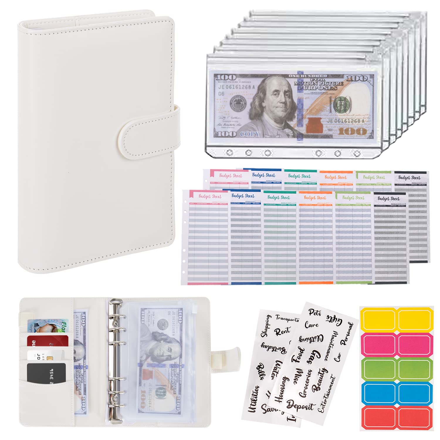 Buy now NICOOTHBudget Binder Cash Envelopes A6 Money Saving Binder with Zipper envelopes (Purple) White at indiglob india