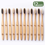 Buy now Greenzla Bamboo Toothbrushes for Adults â€“ 12 Pack Wooden Toothbrush Set with Charcoal-Infused Soft Bristles, Natural Oral Care for Daily Use at indiglob india
