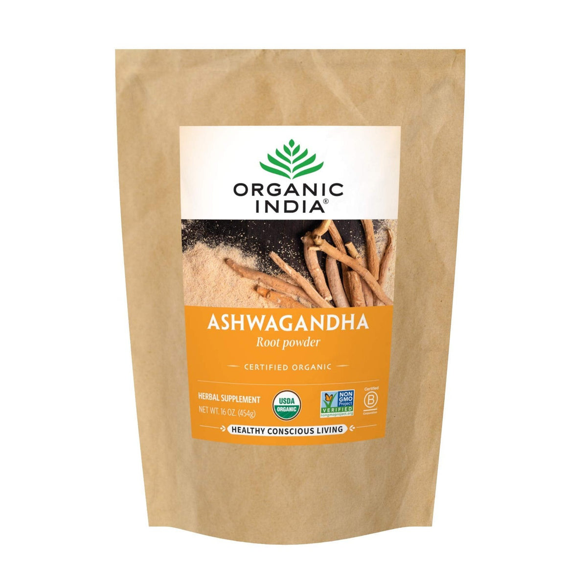 ORGANIC INDIA Ashwagandha Powder Organic, Herbal Supplement, Vegan, 1lb Bag