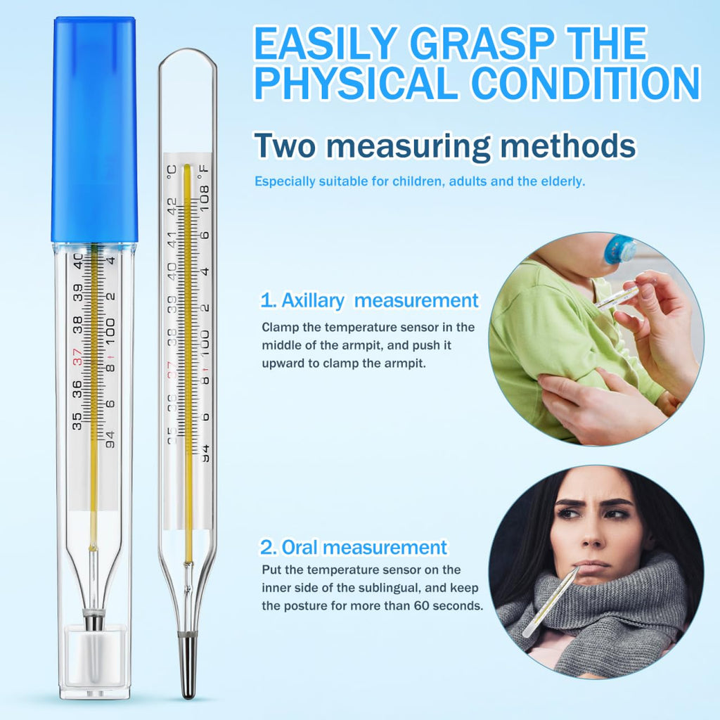 2Pc Glass Oral Temperature Adult: Free Clinic Armpit Fast Reading Fever Indicator