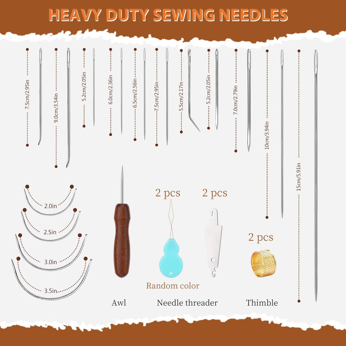 TLKKUE 22 Pcs Heavy Duty Sewing Needles Kit with Hand Sewing Needles
