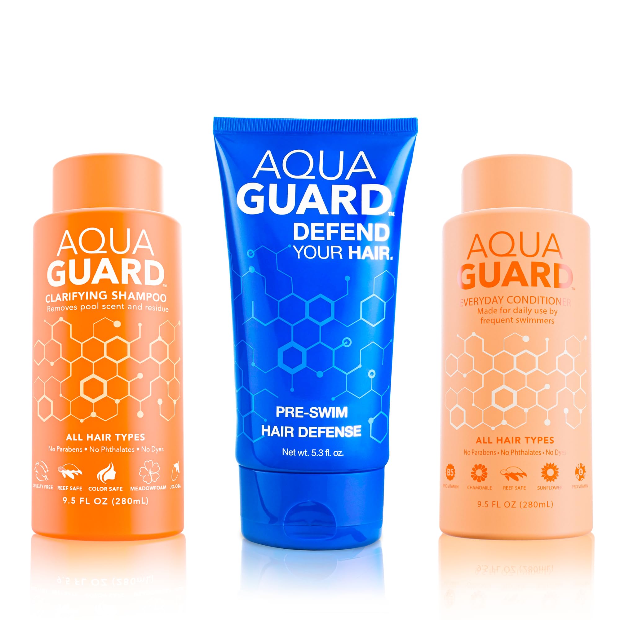 AQUA GUARD Pre-Swim Hair Defense, Prevents Chlorine Damage (2-Pack) | Softens & protects for blonder blondes, vibrant color, and manageable curls. UV protection, made in California