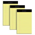 Oxford 5 x 8 Inch Legal Pads, 3 Pack, Narrow Ruled on Both Sides, Canary Yellow Paper, 50 Perforated Sheets Per Writing Pad, Proudly Made in the USA (1017033)