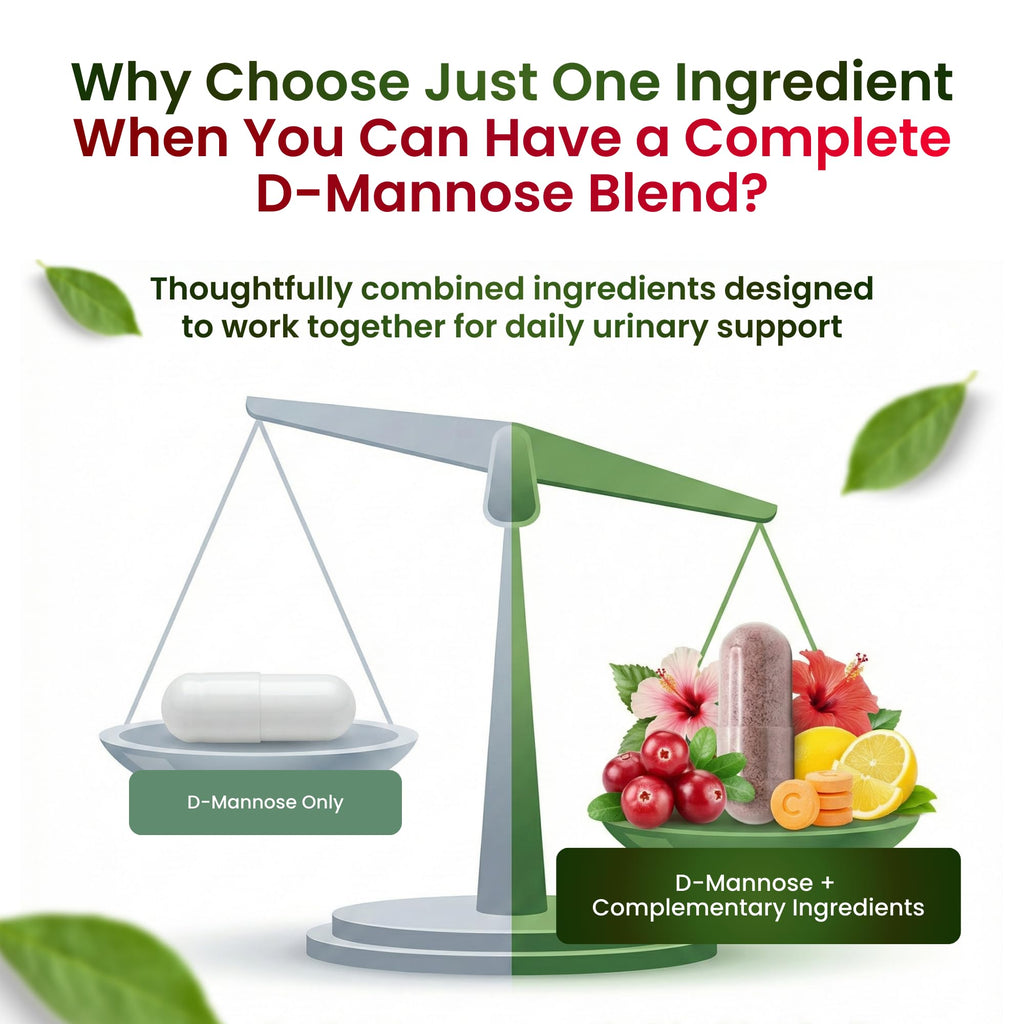 D Mannose 1000mg Capsules - D-Mannose with Cranberry, Hibiscus & VIT C, Urinary Tract Health for Women and Men, Organic DMannose Pills for UTI, Urinary Health & Bladder Support 60 Capsules