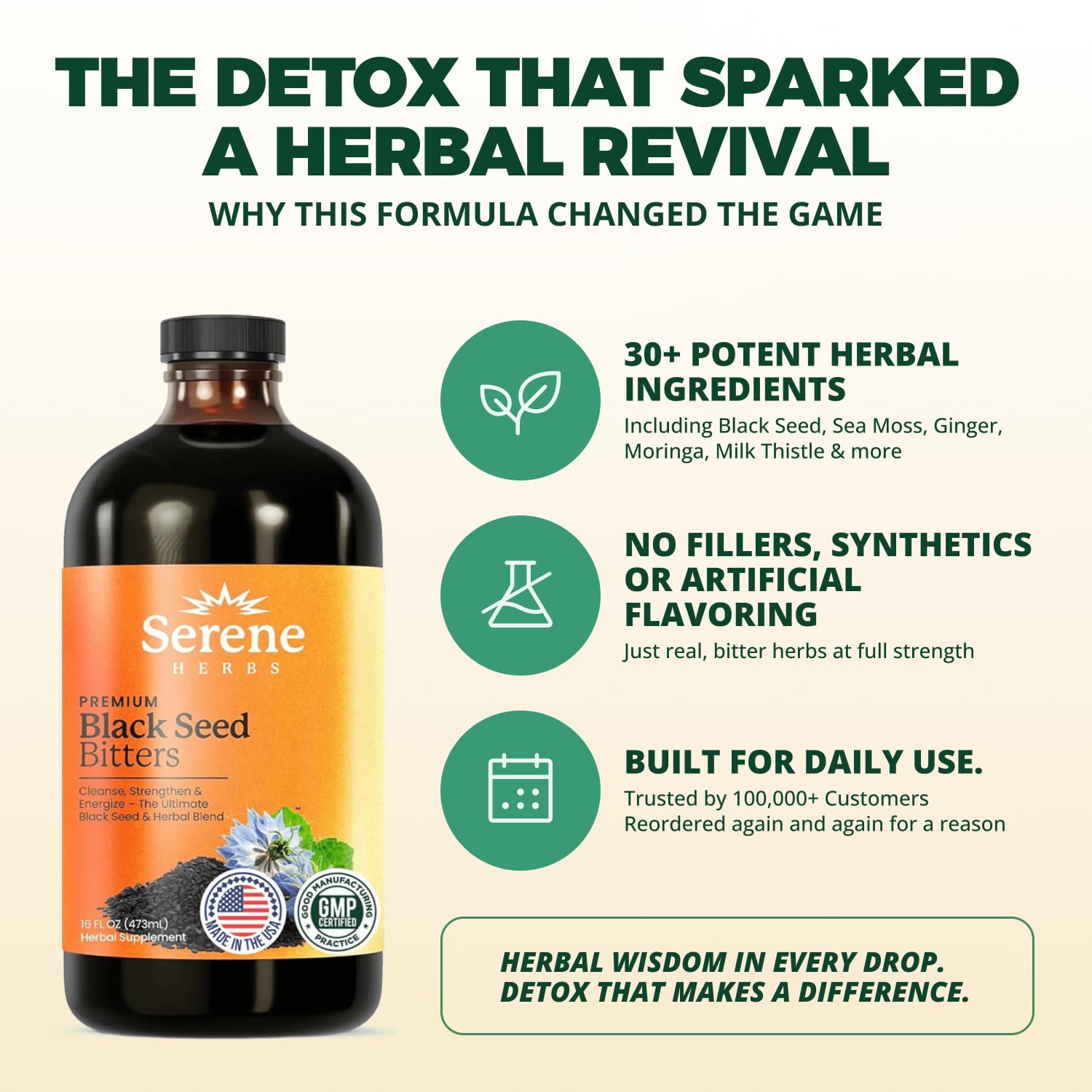 Serene Herbs Organic Black Seed Oil Bitters Liquid - Black Cumin Seed Extract, Nigella Sativa, Pure Blackseed Supplement with Thymoquinone for Immune Support & Digestion - Vegan - 16 oz