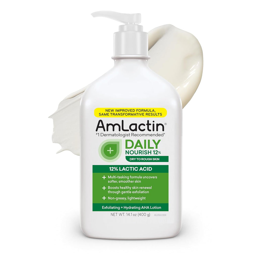 Buy now AmLactin Daily Moisturizing Lotion for Dry Skin, 7.9 oz Pump Bottles (Twin Pack), 2-in-1 Exfoliator-Body Lotion with 12% Lactic Acid, Dermatologist-Recommended (Packaging May Vary) 14.1 Fl Oz (Pack of 1) Lotion at indiglob india