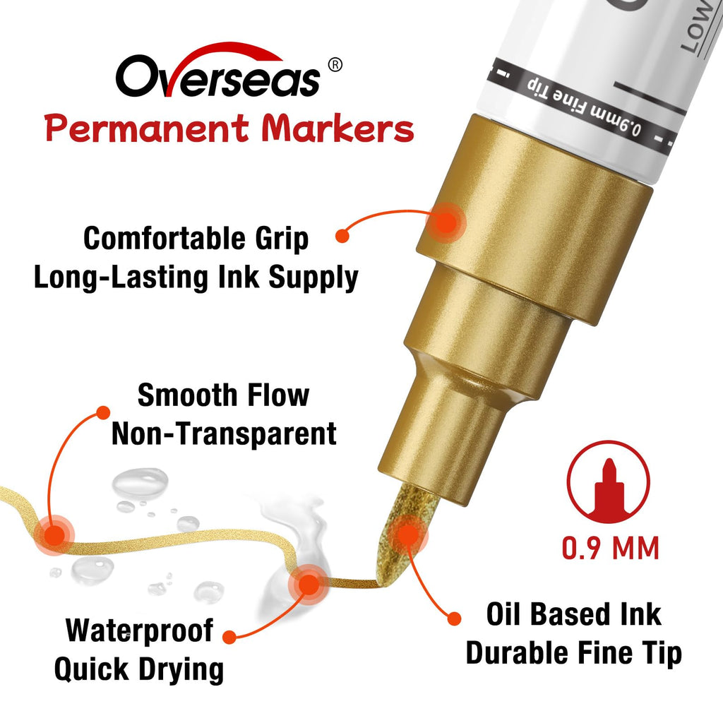 Overseas 8 Colors Oil Based Paint Markers, Fine Tip Permanent Paint Pens