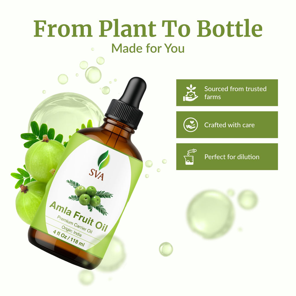 SVA Amla Carrier Oil, Glass Bottle with Dropper, 4 Fl Oz (118 ml)