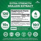 Zazzee Extra Strength Mullein Leaf 10:1 Extract, 120 Vegan Capsules | 4 Month Supply, Respiratory & Lung Support, Certified Kosher, 100% Pure Leaf Powder, Verbascum Thapsus, Non-GMO, Made in USA