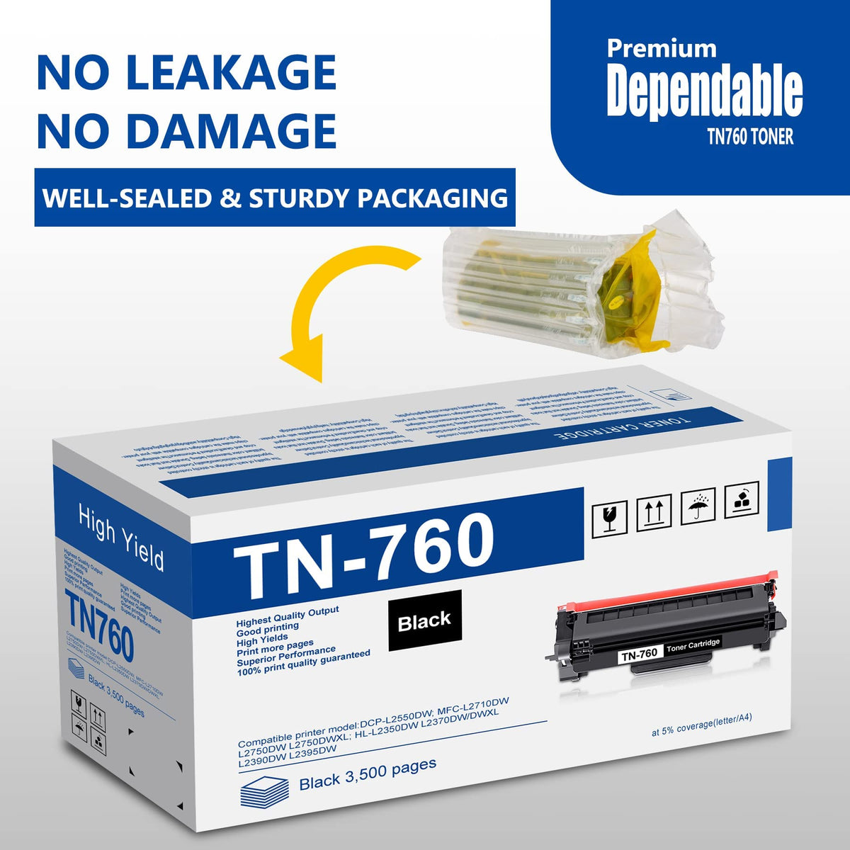 TN-760 High-Yield Black Toner Cartridge Twin Pack, TN-760 2PK