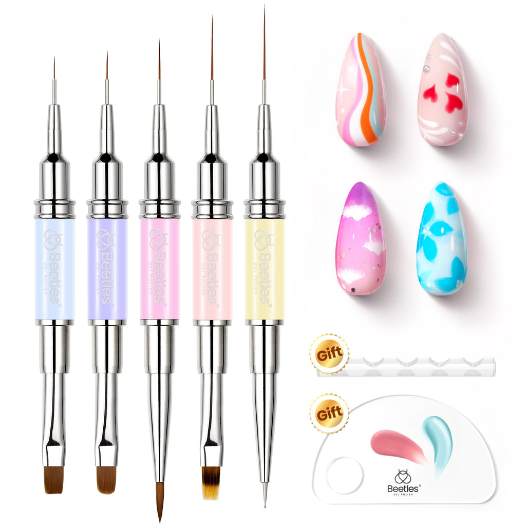 Beetles Gel Polish Nail Art Liner Brushes 5Pcs Painting Art Design Pen Set | Diamond Application Rhinestone Handle Dotting Drawing Sizes 5 7 9 11 20mm Nail Design Gift for Women