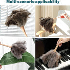 Buy now Feather Duster, Feather Dusters for Cleaning Ddzmz Fluffy Natural Genuine Ostrich Feathers with Wooden Handle Reusable Handheld Ostrich Feather Duster Cleaning Supplies, Gray and Brown(Length 16") at indiglob india
